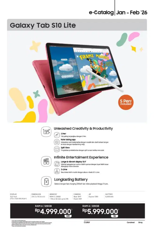 Samsung Galaxy TAB S10 lite | include Spen | cicilan 0%
