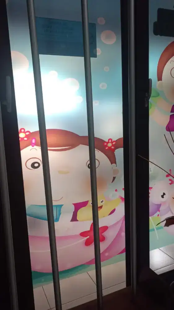 Sticker sandblast printing kartun stiker kaca film unt sekat ruang