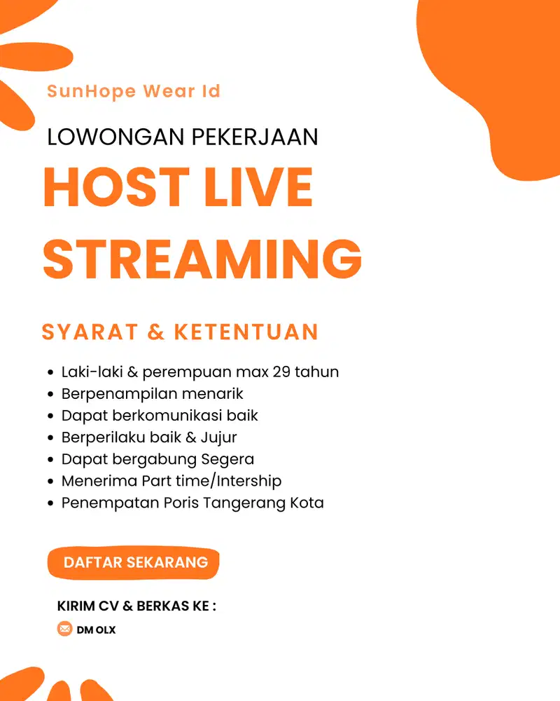LOWONGAN HOST LIVE