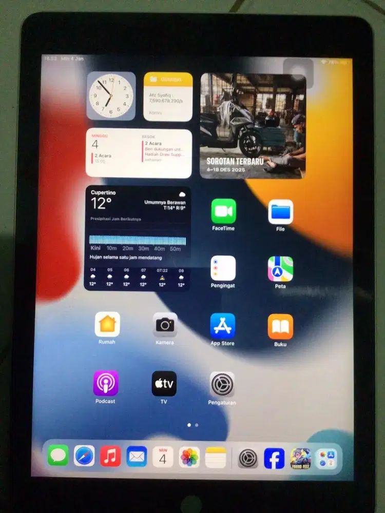 Jual cepat iPad Air 2 64GB wifi Only iOS 15, minus tidak bisa reset.