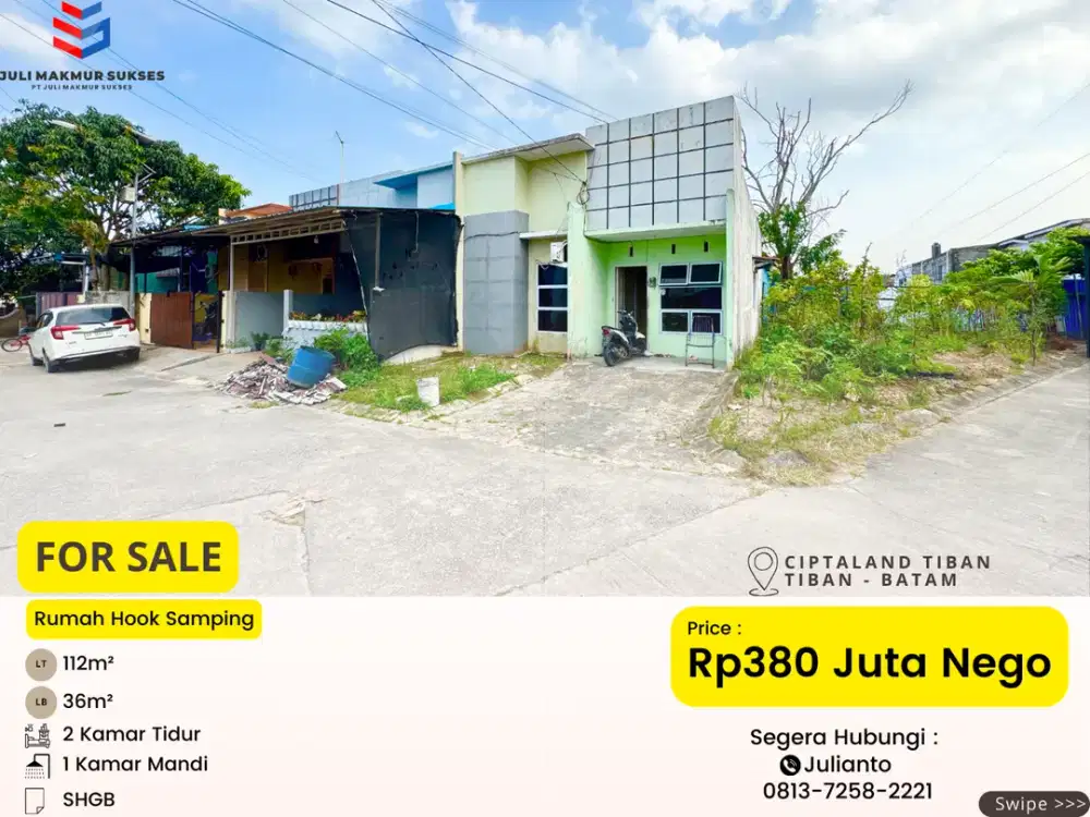 Dijual Rumah Hook Samping di Ciptaland Tiban Batam