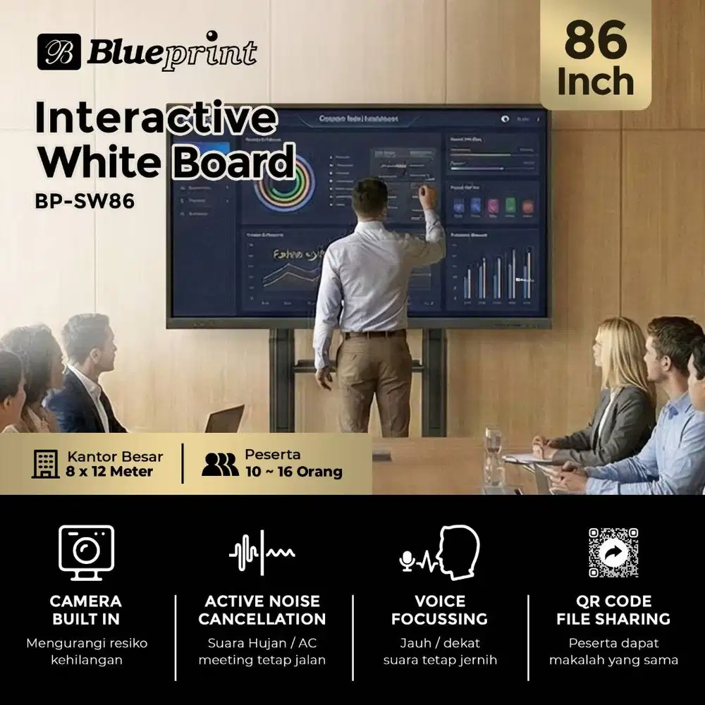 IFP Interacive Flat Panel 55 65 86 Papan Tulis Digital Touch