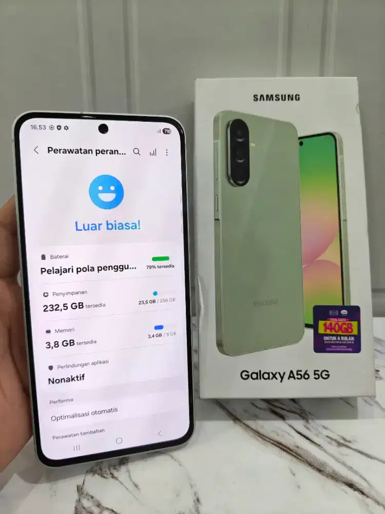 Ready Seken Samsung A56 (8/256) Lengkap Kotak, Tali Cas Ori 100%.