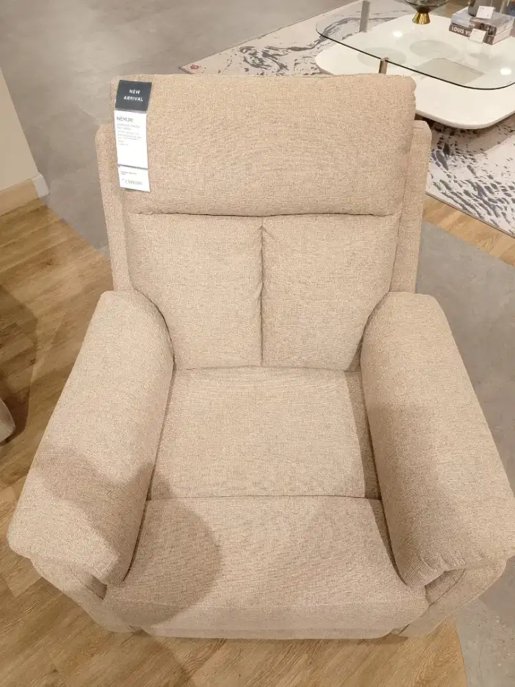 KREDIT NEMURI SOFA RECLINER 1 DUDUKAN KAIN - COKELAT