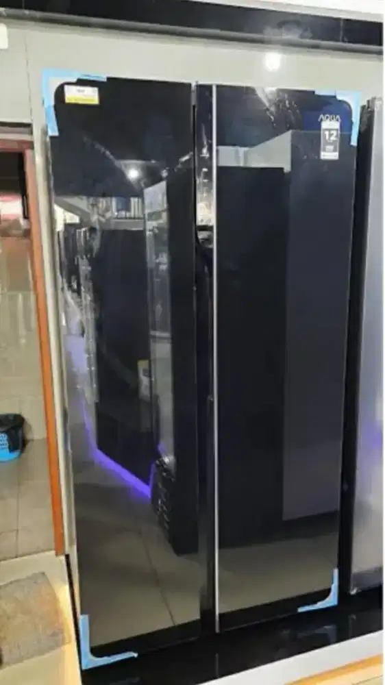 KULKAS side by side AQUA AQR 6051 G (GB) GLASS DOOR/TEMPERED GLASS