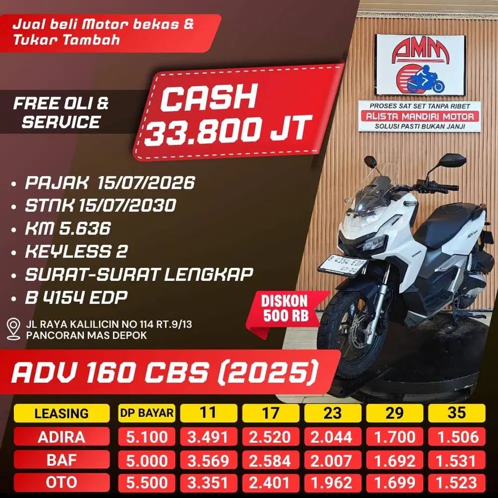 ADV 160 CBS 2025 PAJAK HIDUP REMOTE 2 KM LOW KREDIVO INDODANA CC 0%