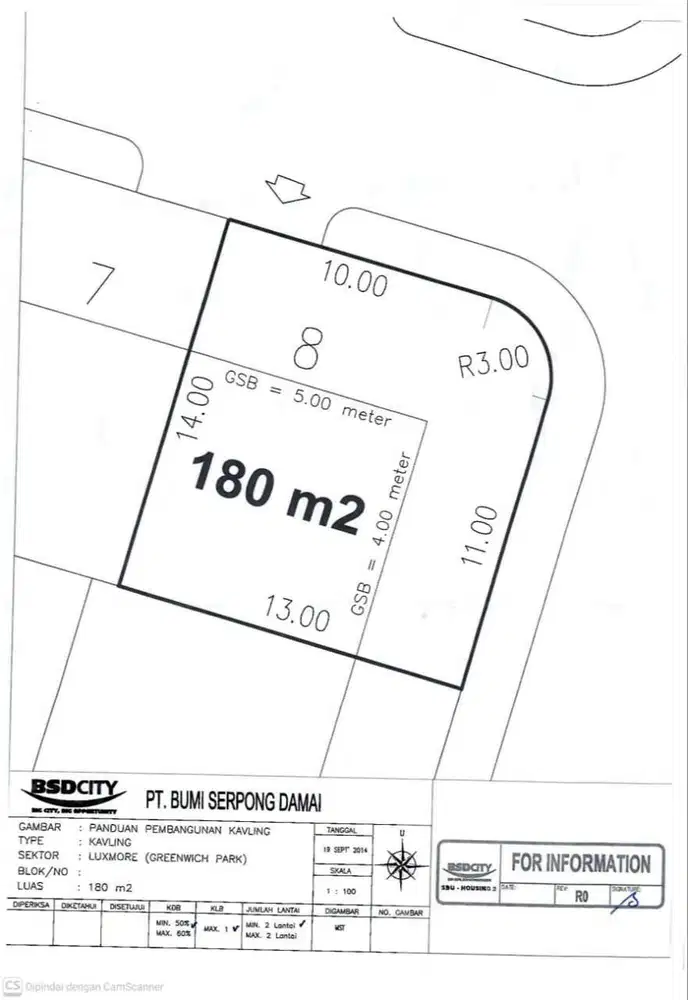 Dijual Kavling Hoek di Greenwich Luxmore Bsd