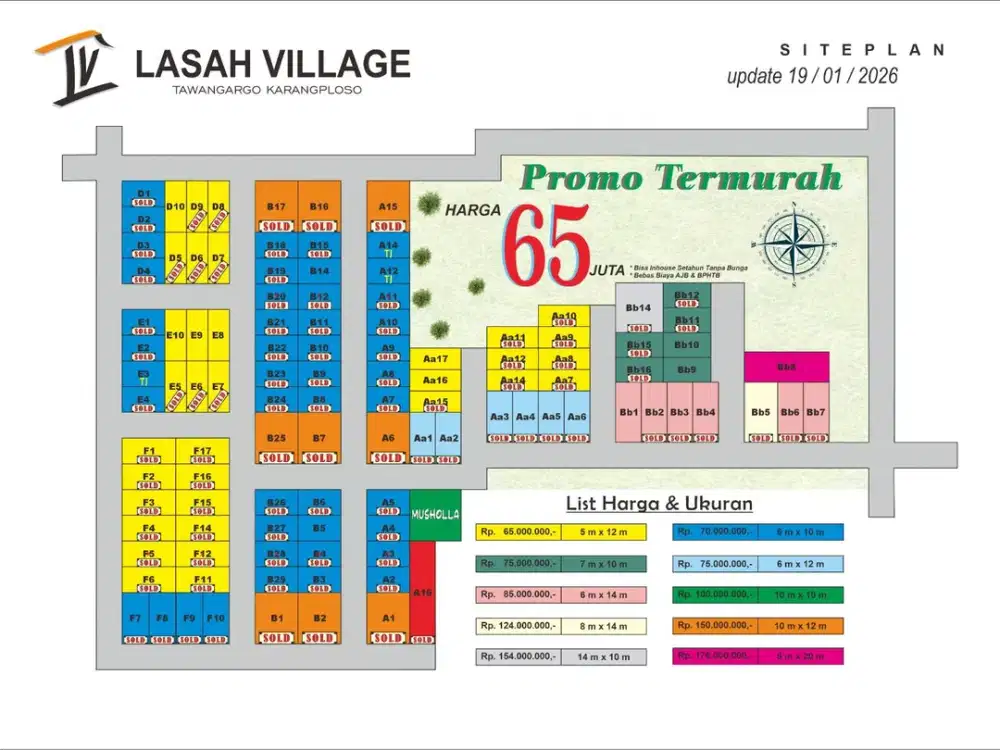 Tanah Kavling dan Rumah Vila Perbatasan Kota Batu View Gunung Free SHM