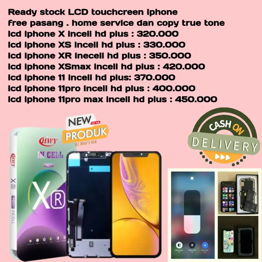 lcd iphone x xs xr xsmax 11 12 13 free pasang