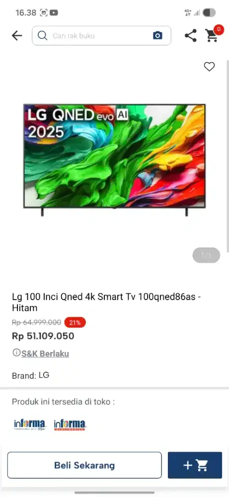 Ready stok tv 100 inc LG smart tv