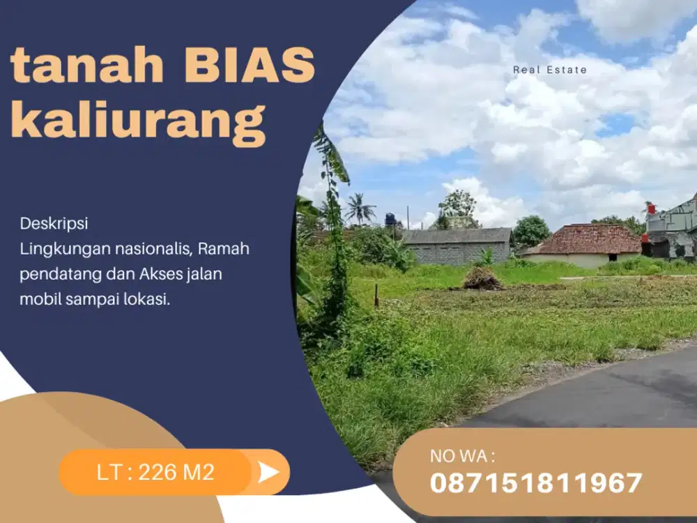 Tanah Jogja 2 Menit SD Bias Kaliurang SHM Pekarangan