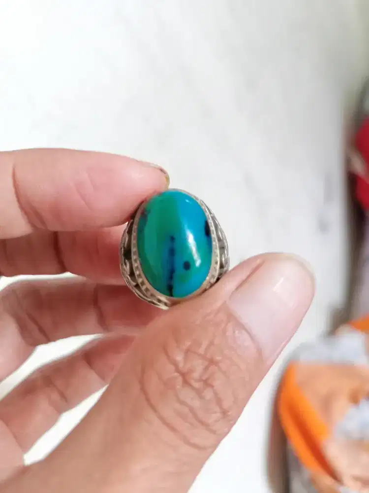 Batu Cincin Akik Permata Natural Chrysocolla Chalcedony Bacan Doko