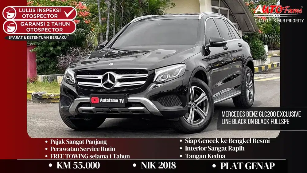 Mercedes Benz GLC200 Exclusive Line Black On Black Fullspec NIK 2018