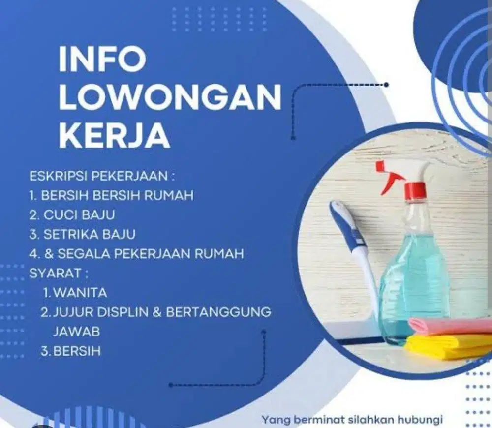 Di cari asisten rumah tangga(ART)