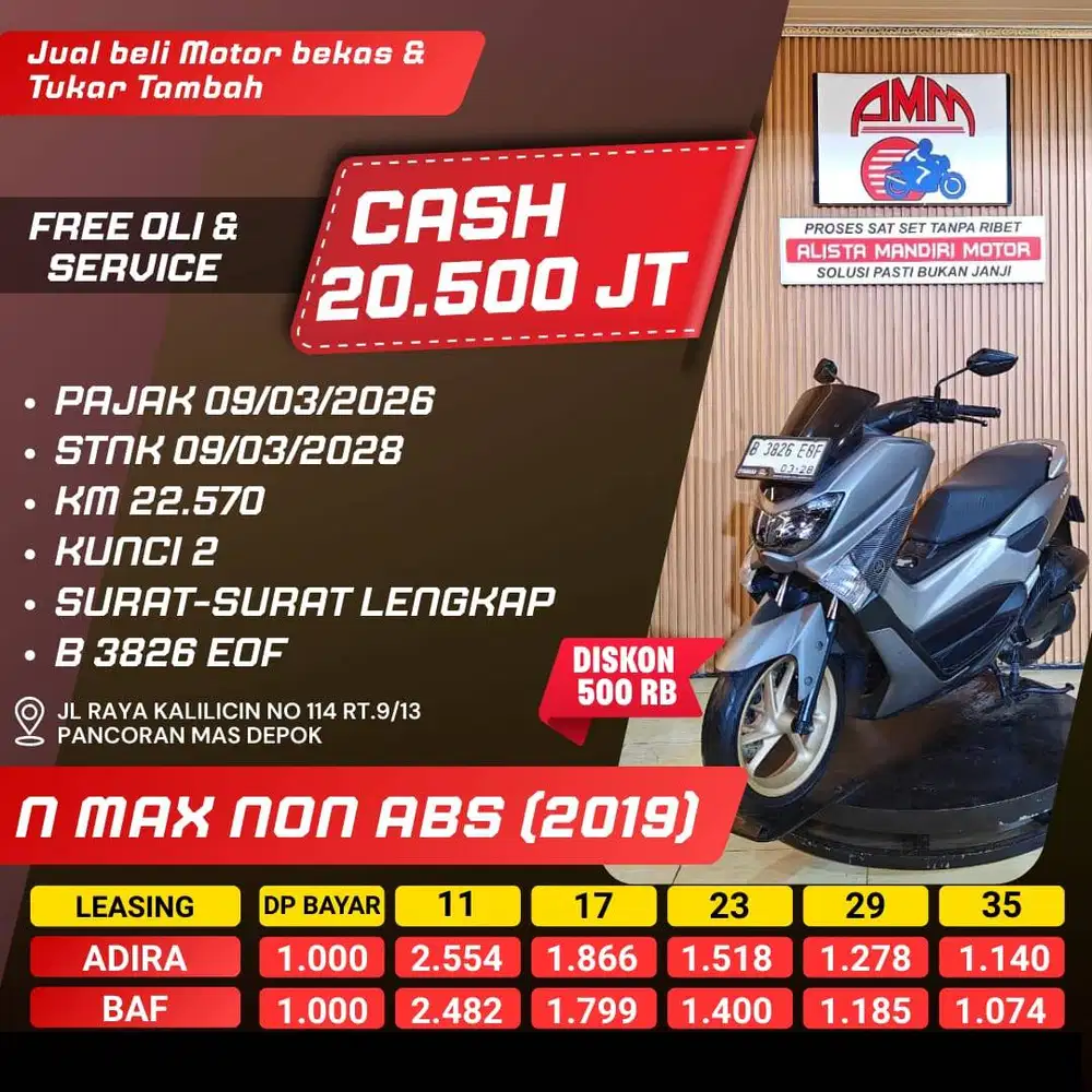NMAX NON ABS 2019 PAJAK HIDUP DP 1 JT CASH/KREDIT ALISTA MANDIRI MOTOR
