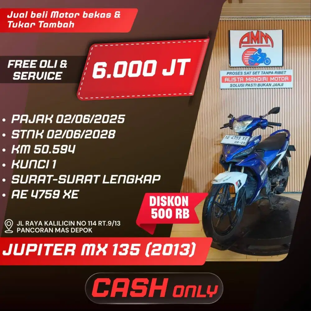 JUPITER MX 135 2013 CC 0% KREDIVO TOKPED SPAYLATER INDODANA GOPAYLATER