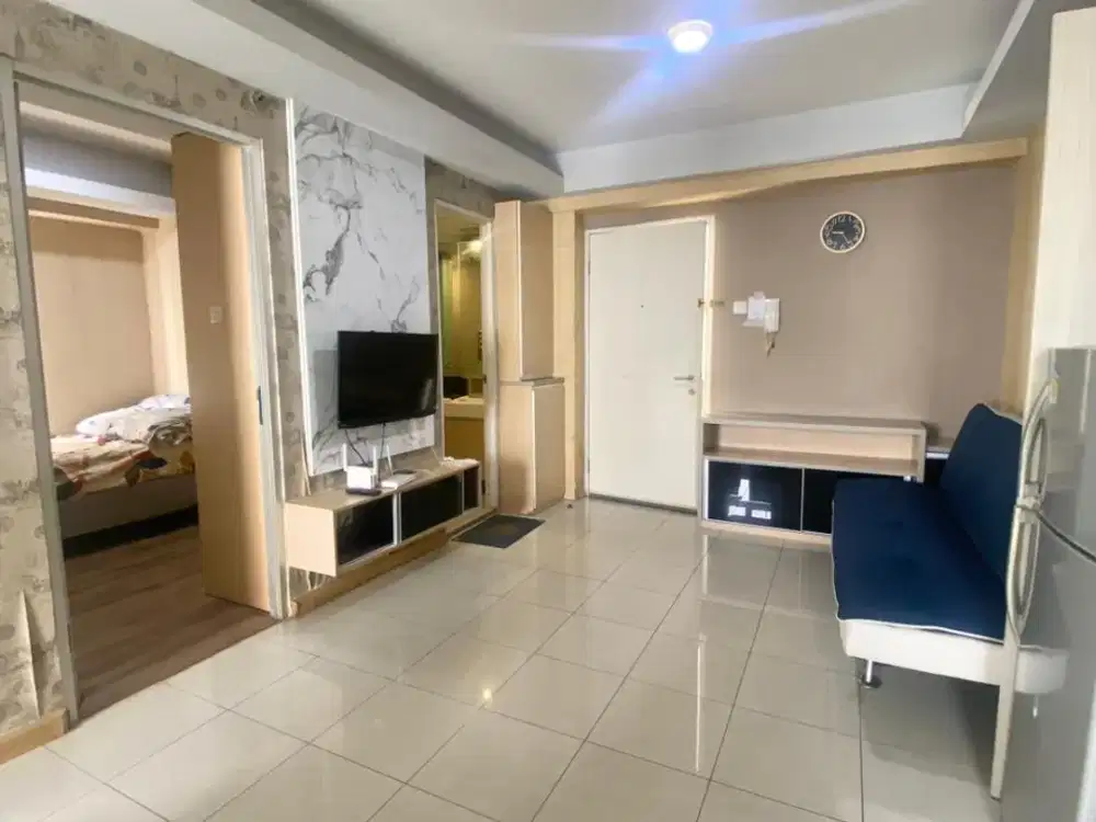 Apartemen Green Bay Pluit Tipe 3 BR renov jadi 2 BR kondisi Fully Furnished View ke Kolam + 3 AC