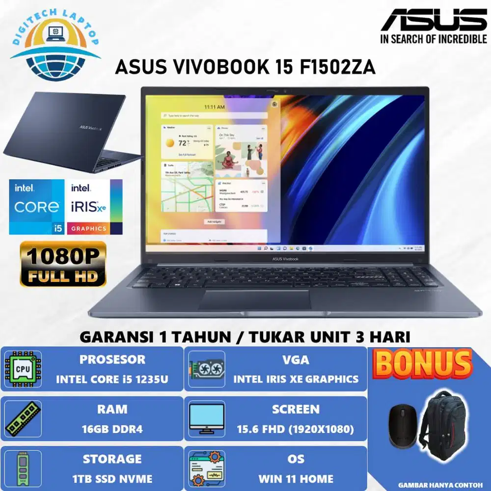 Asus Vivobook F1502ZA Intel i5 1235U 8GB 512GB SSD FHD Windows 11 Home