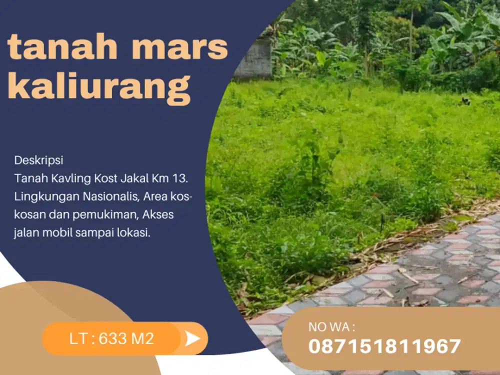 Tanah Jogja Kost Area Kampus UII Kaliurang SHM Pekarangan