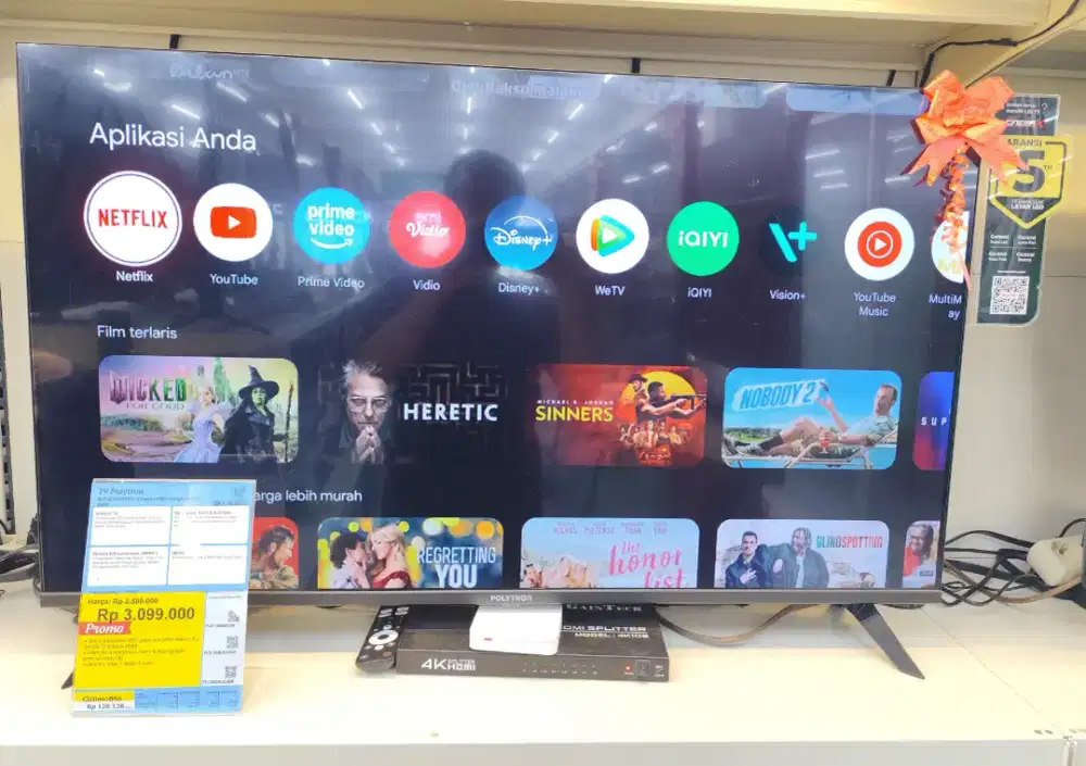 Tv Polytron 43inch google tv garansi 5 tahun pemakaian 3bulan -+