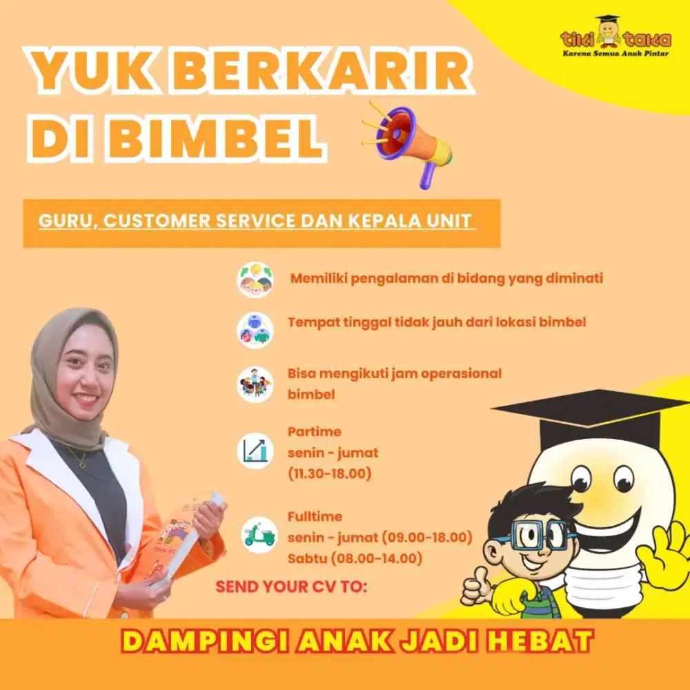 Dibutuhkan Guru untuk Bimbel TK- SD
