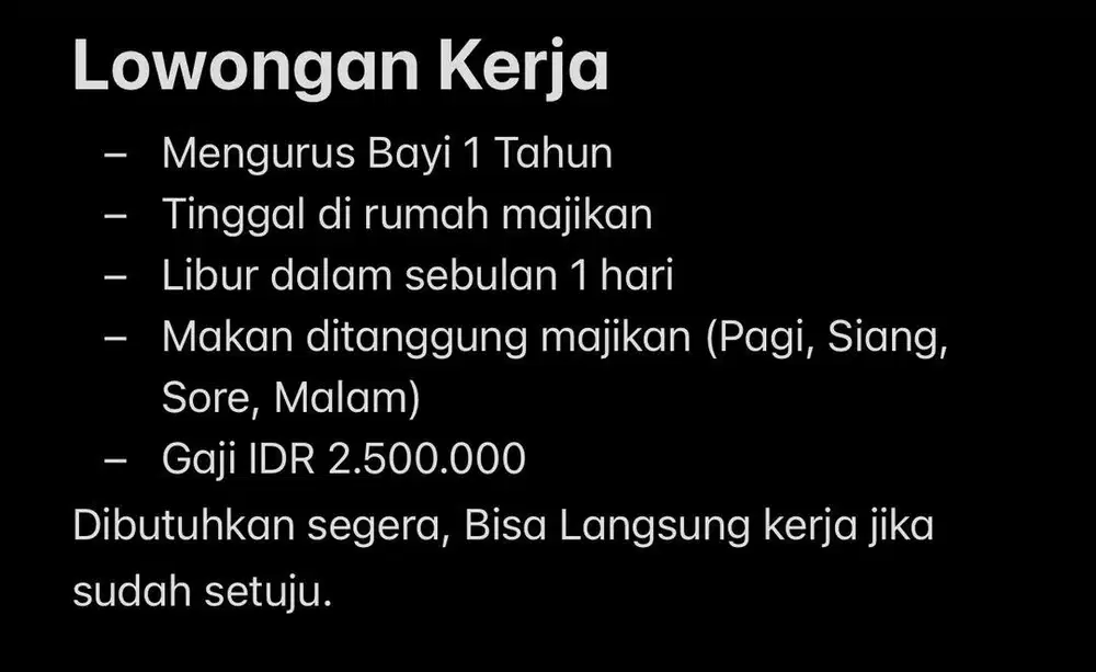 Lowongan Kerja Babysitter