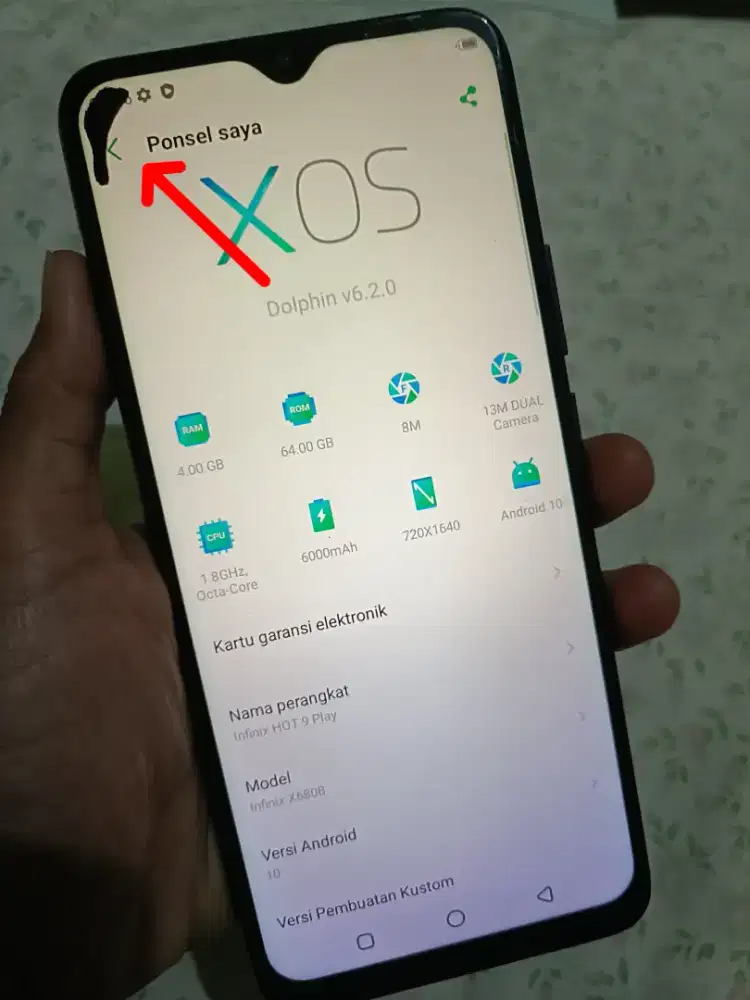 Infinix hot 9play ram 4/64 minus