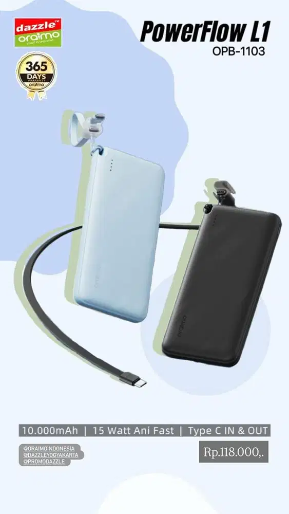 Powerbank Oraimo 10.000mAh PowerFlow L1