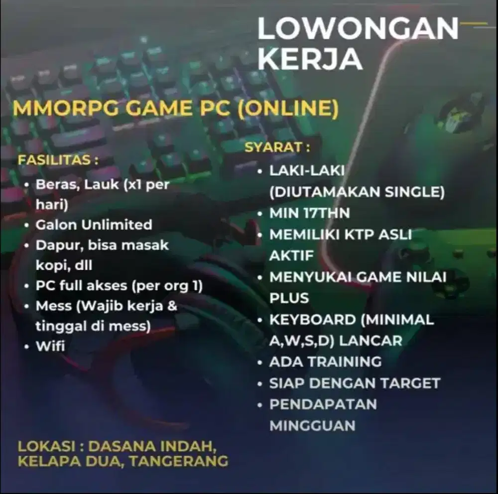 LOWONGAN KERJA GAME KOMPUTER MMORPG