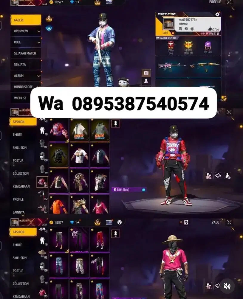 Ready stok akun fre fire murmer harga terjangkau