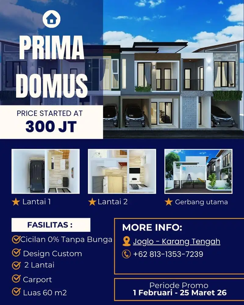 Rumah Cluster Custom di Joglo. Murah! Cicil suka2 tanpa bunga