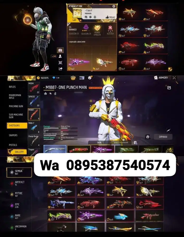 Ready stok akun fre fire murmer harga terjangkau