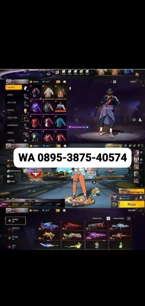 Ready stok akun fre fire murmer harga terjangkau