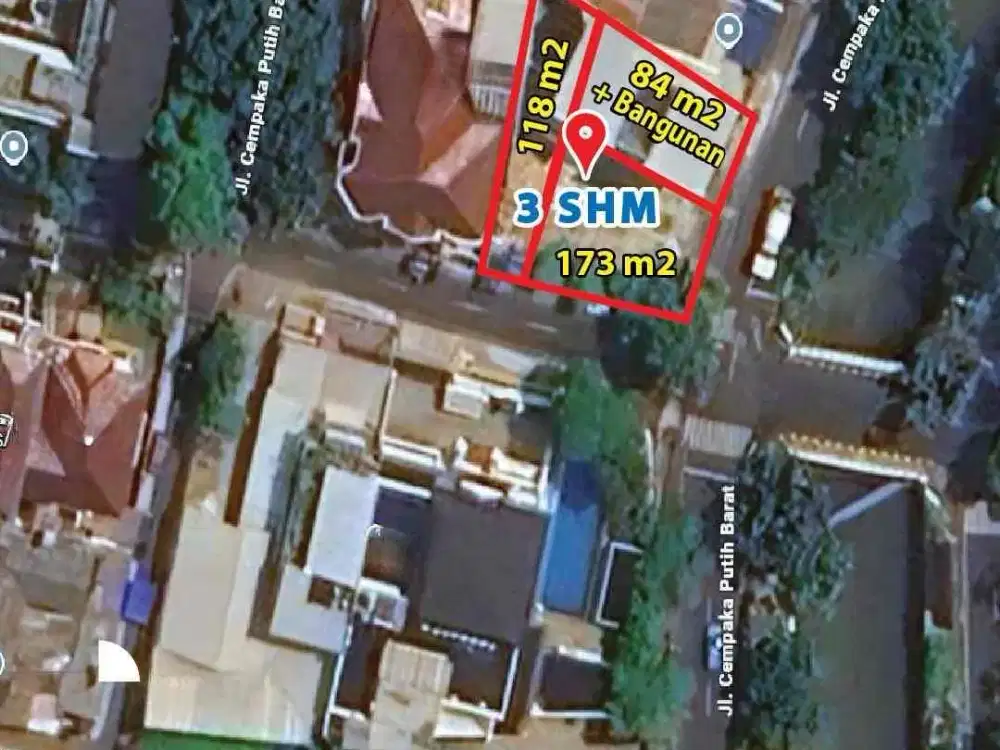 Dijual Tanah Kav Hoek Jalan Raya 3 Row di Cemput Barat