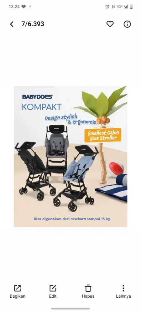 Stroller Babydoes Kompakt Hitam Like New