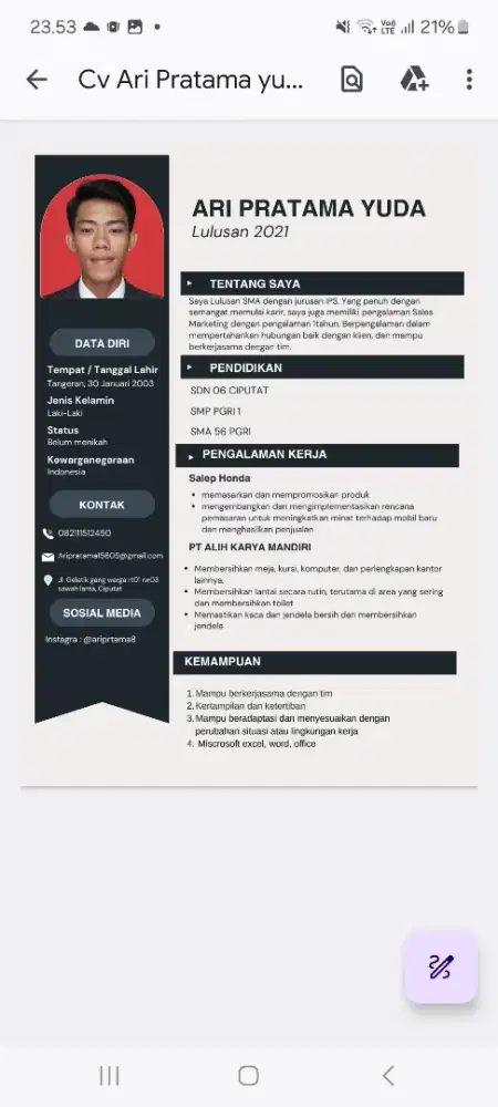 Nyari lowongan kerja apa saja aspri juga boleh