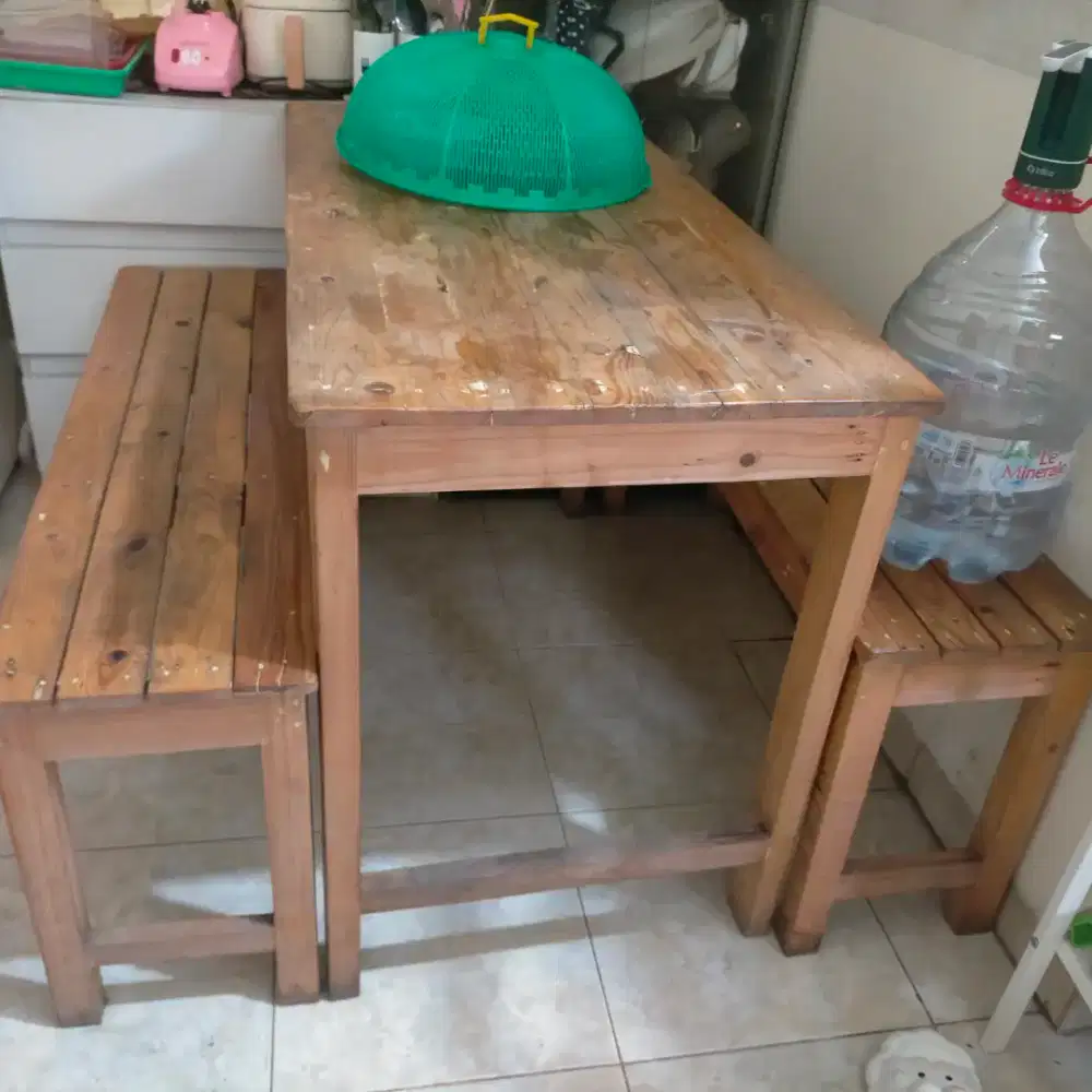 Meja cafe kayu 1 set