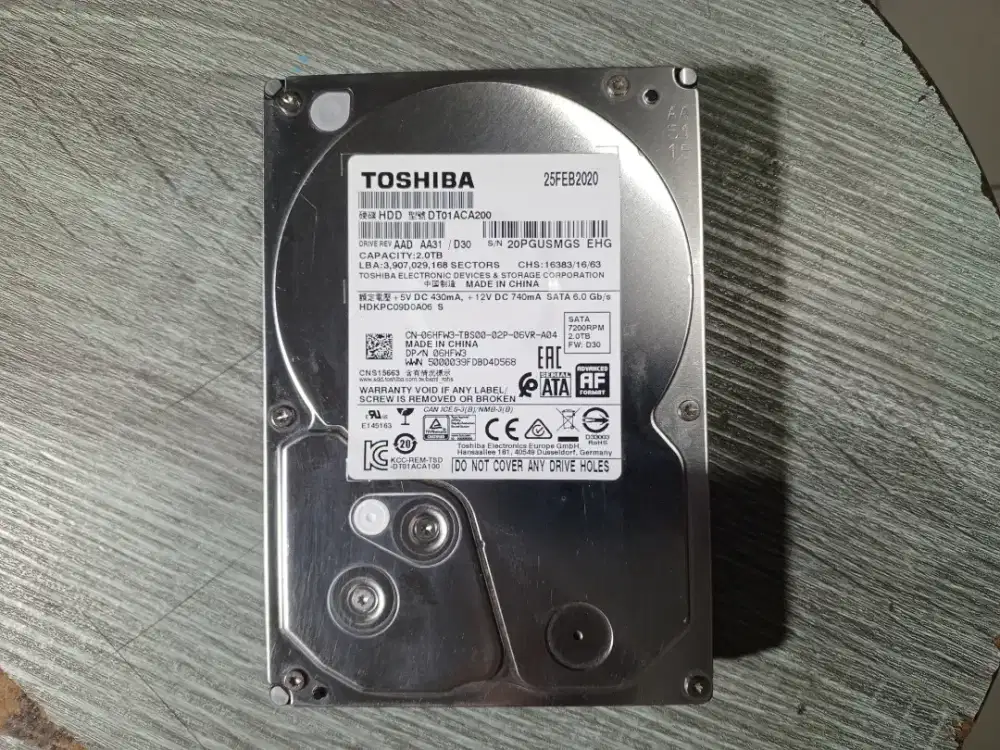 Hardisk pc cctv HDD toshiba 2TB 2000GB mulus like new 100% sehat