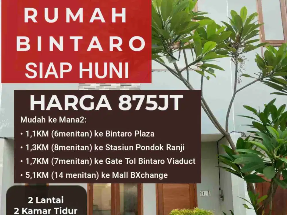 Rumah Dekat Bintaro Plaza (1,1KM/6menitan) dan Stasiun Pondok Ranji