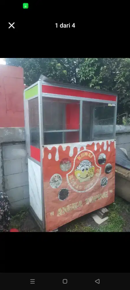 Grobak alumunium dan meja kompor besi