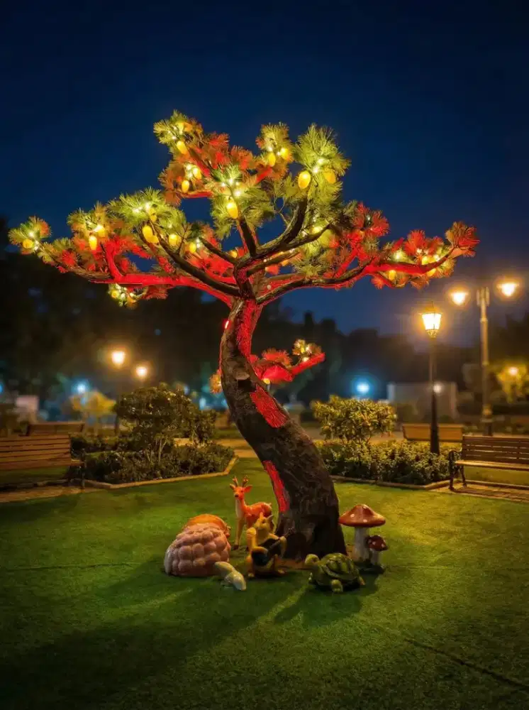 Lampu pohon outdoor pine tree near volcano