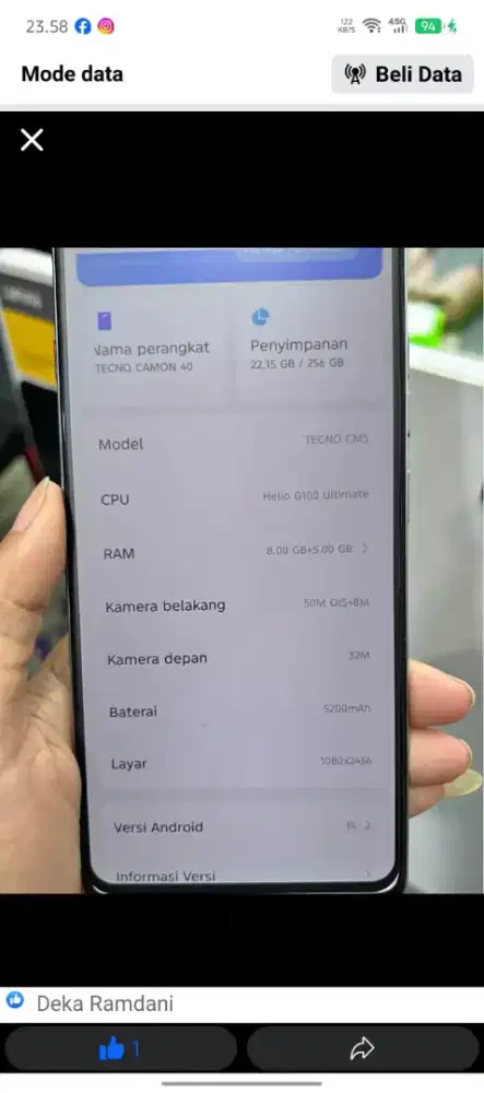 Tecno camon 40 8/256