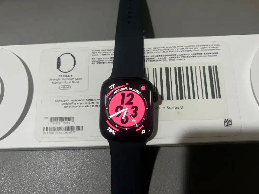 APPLE WATCH SERIES 8 41mm Midnight Black Fullset Mulus Kayak Baru