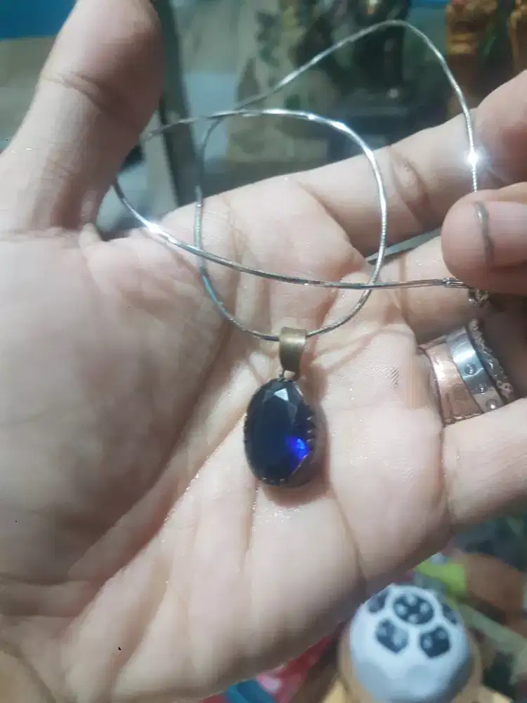 kalung bandul blue safir