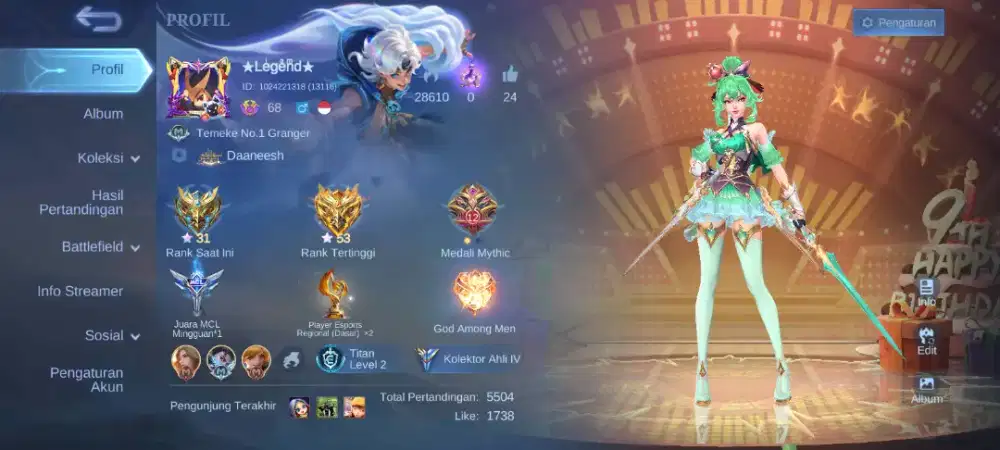 Jual akun Mobile Legend