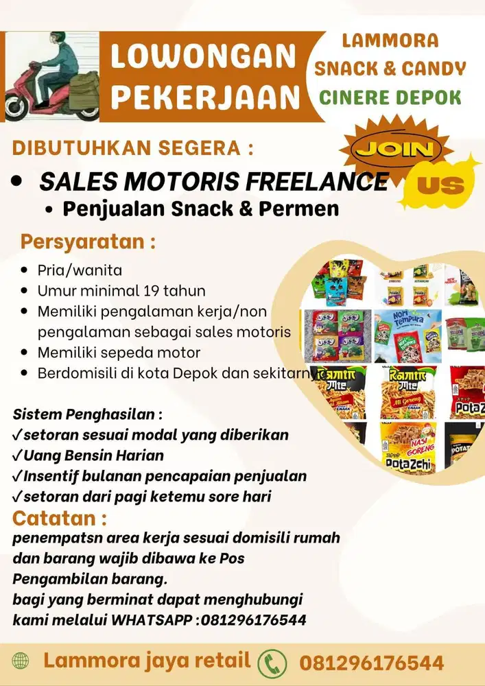 LOKER SALES CANVASER FREELANCE SNACK & CANDY