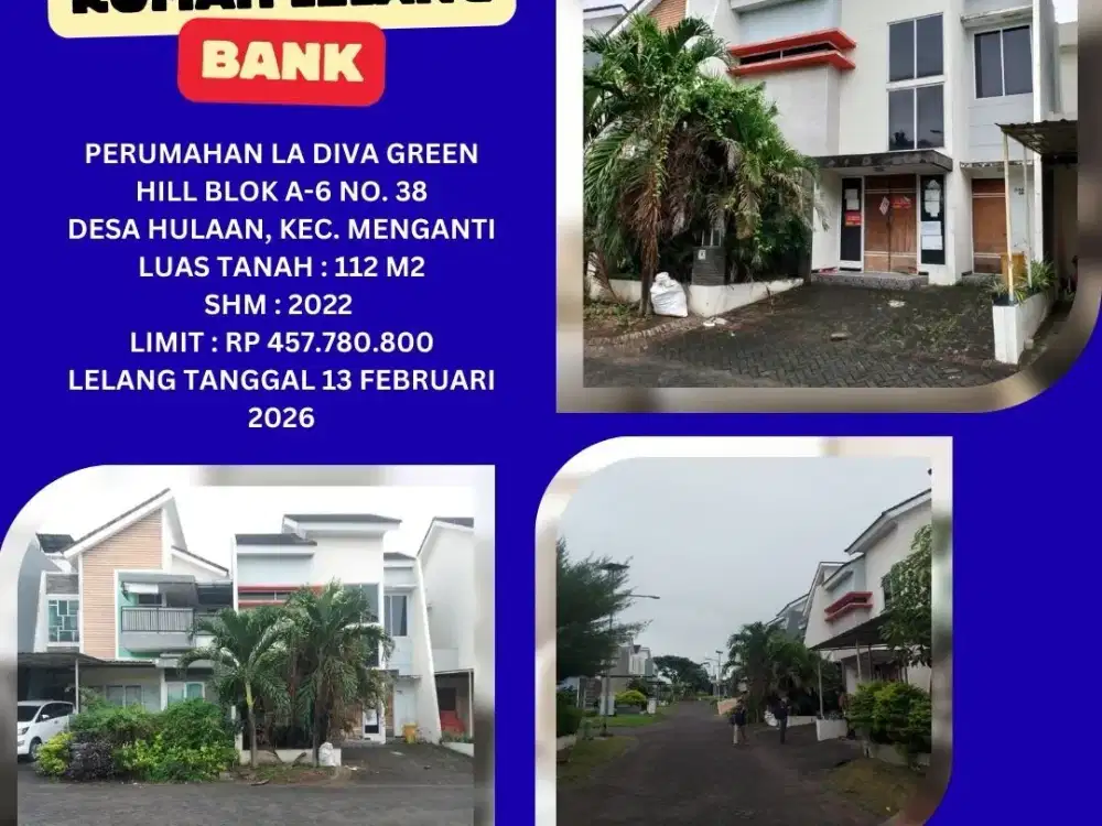 JUAL RUMAH LELANG BANK DI MENGANTI (LA DIVA GREENHILL) – LELANG KPKNL