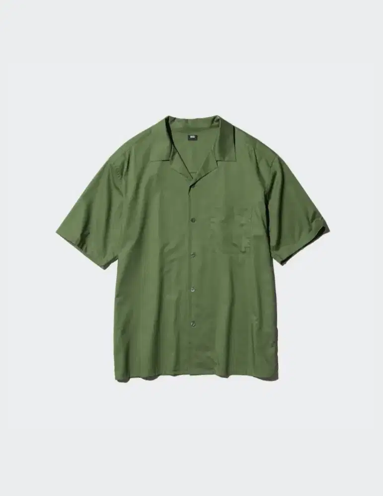 Kemeja Uniqlo Open Collar Relaxed Shirt Lengan Pendek