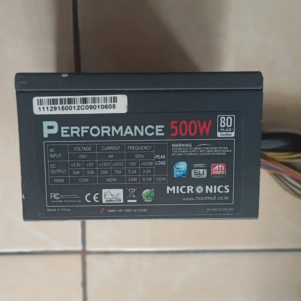 PSU 80Plus Micronics Performance 500W, pin vga 2x8