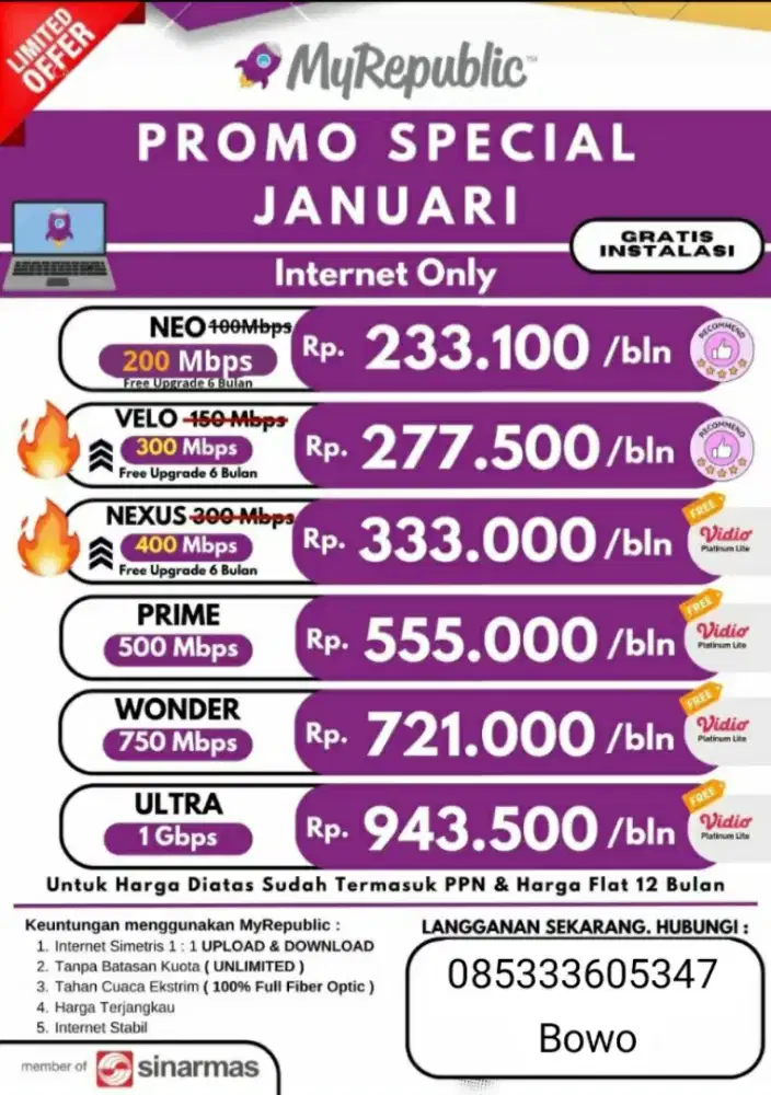 Promo wifi instalasi